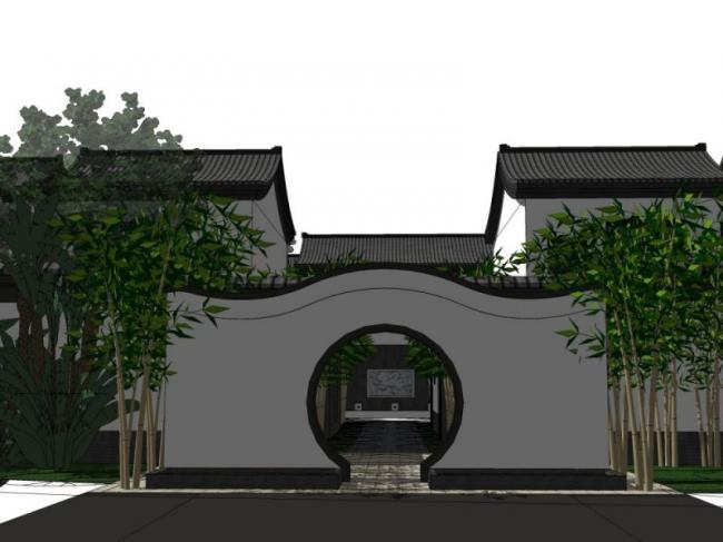 Sketchup别墅模型|别墅住宅群,中式风格 Sketchup别墅模型|别墅住宅群,中式风格