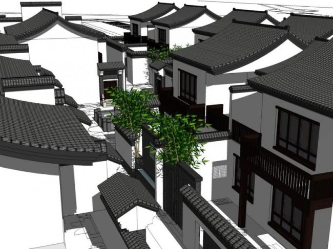 Sketchup别墅模型|别墅住宅群,中式风格 Sketchup别墅模型|别墅住宅群,中式风格