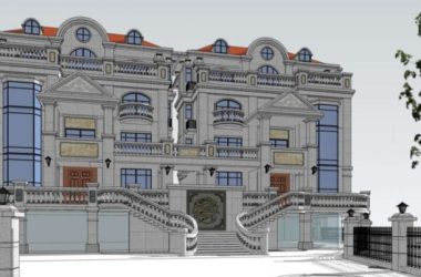 Sketchup别墅模型|双拼别墅,古典风格-BIM建筑网