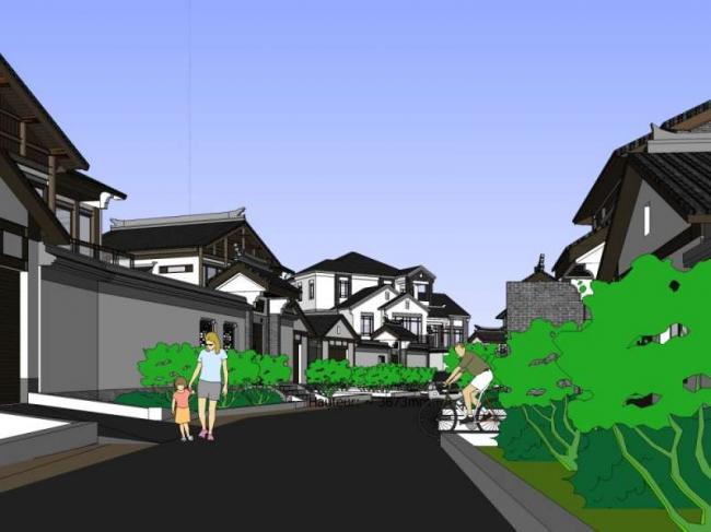 Sketchup别墅模型|别墅群,中式风格 Sketchup别墅模型|别墅群,中式风格