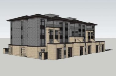 Sketchup别墅模型|联排别墅,现代中式风格-BIM建筑网