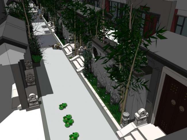 Sketchup别墅模型|联排别墅,中式风格 Sketchup别墅模型|联排别墅,中式风格