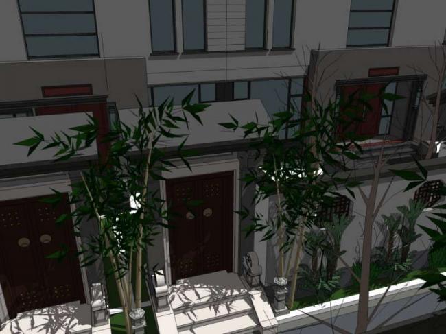Sketchup别墅模型|联排别墅,中式风格 Sketchup别墅模型|联排别墅,中式风格