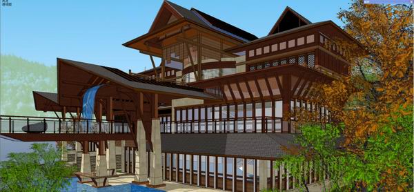 Sketchup别墅模型|独栋别墅,东南亚风格 Sketchup别墅模型|独栋别墅,东南亚风格