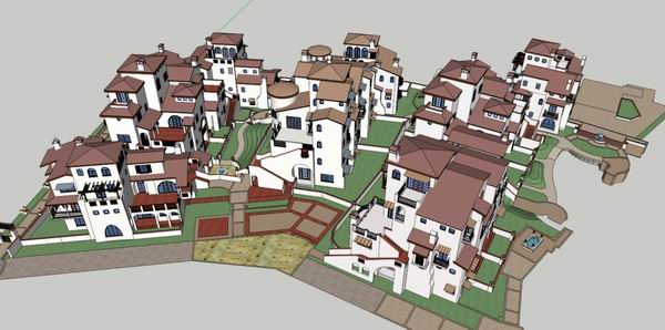 Sketchup别墅模型|别墅群,西班牙古典风格 Sketchup别墅模型|别墅群,西班牙古典风格