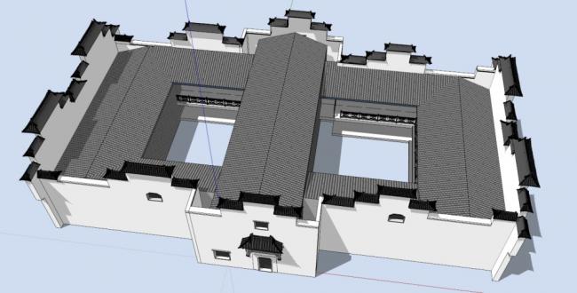 Sketchup别墅模型|徽派民居别墅,古典风格 Sketchup别墅模型|徽派民居别墅,古典风格