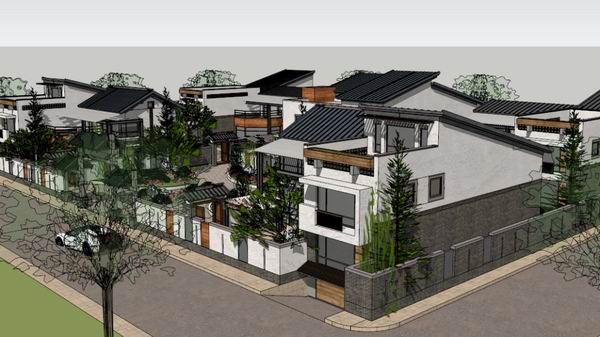 Sketchup别墅模型|别墅群,古典风格 Sketchup别墅模型|别墅群,古典风格