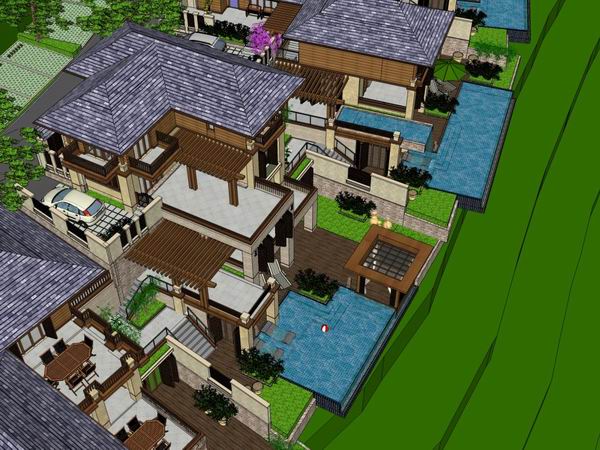 Sketchup别墅模型|叠拼别墅,古典风格 Sketchup别墅模型|叠拼别墅,古典风格