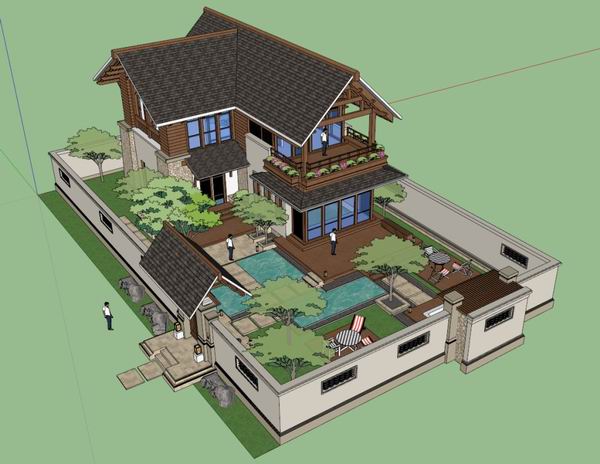 Sketchup别墅模型|独栋别墅,古典风格 Sketchup别墅模型|独栋别墅,古典风格