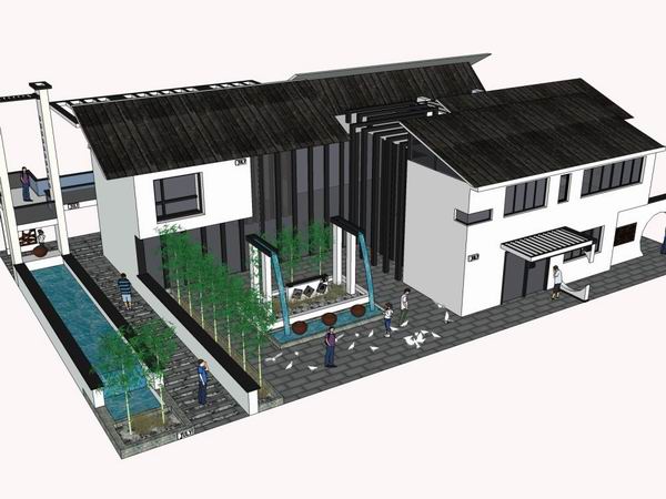 Sketchup别墅模型|独栋别墅花园,古典风格 Sketchup别墅模型|独栋别墅花园,古典风格