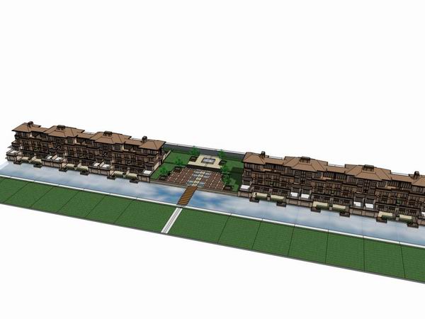 Sketchup别墅模型|联排别墅两栋,古典风格 Sketchup别墅模型|联排别墅两栋,古典风格