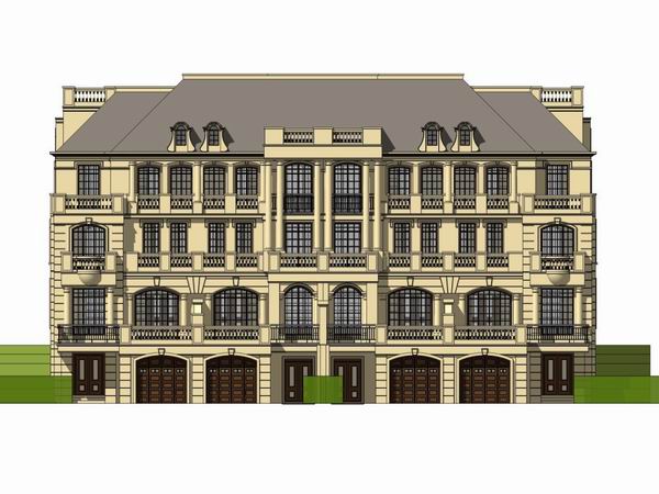 Sketchup别墅模型|联排别墅,古典风格 Sketchup别墅模型|联排别墅,古典风格