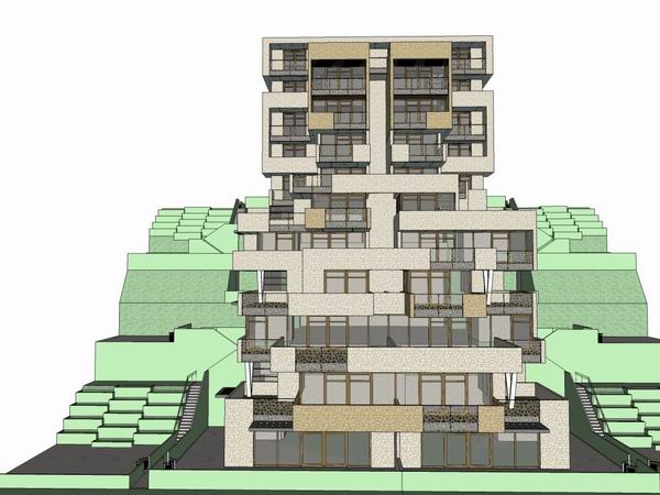 Sketchup别墅模型|山地叠拼别墅,现代风格 Sketchup别墅模型|山地叠拼别墅,现代风格