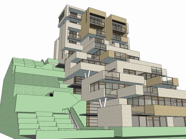 Sketchup别墅模型|山地叠拼别墅,现代风格 Sketchup别墅模型|山地叠拼别墅,现代风格