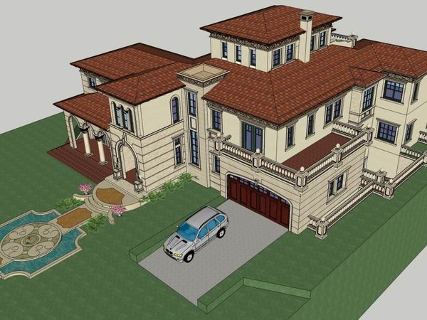 Sketchup别墅模型|独栋别墅,古典风格 Sketchup别墅模型|独栋别墅,古典风格