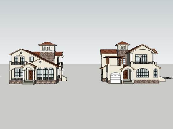 Sketchup别墅模型|联排别墅,古典风格 Sketchup别墅模型|联排别墅,古典风格