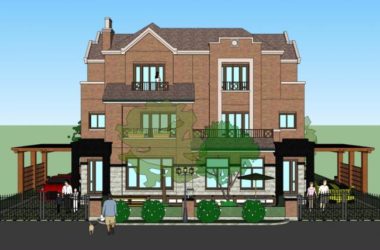 Sketchup别墅模型|双拼别墅,古典风格-BIM建筑网