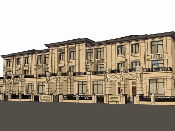 Sketchup别墅模型|联排别墅,古典风格 Sketchup别墅模型|联排别墅,古典风格