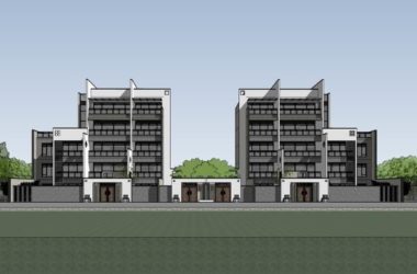 Sketchup别墅模型|叠拼别墅,现代风格-BIM建筑网
