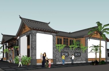 Sketchup别墅模型|四合院别墅,古典风格-BIM建筑网