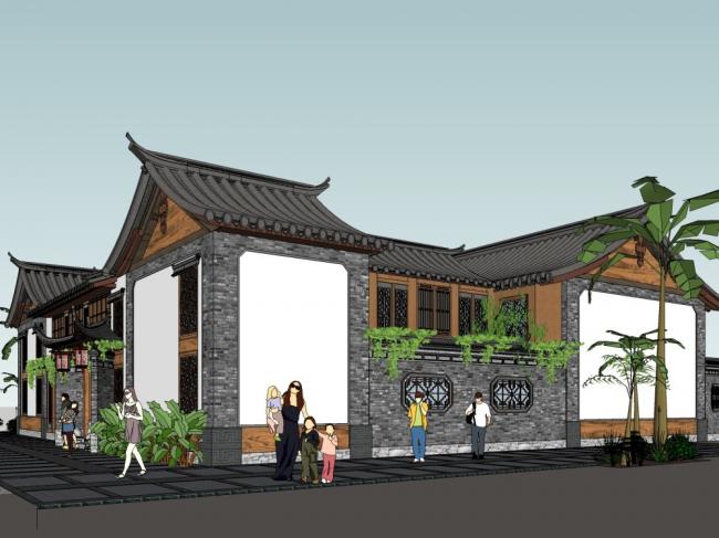 Sketchup别墅模型|四合院别墅,古典风格 Sketchup别墅模型|四合院别墅,古典风格