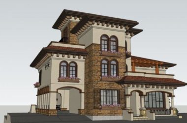 Sketchup别墅模型|独栋别墅,古典风格-BIM建筑网