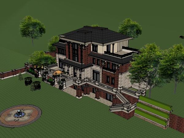 Sketchup别墅模型|独栋别墅,古典风格 Sketchup别墅模型|独栋别墅,古典风格