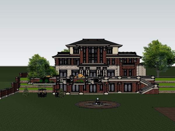 Sketchup别墅模型|独栋别墅,古典风格 Sketchup别墅模型|独栋别墅,古典风格