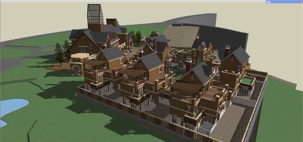 Sketchup别墅模型|别墅合院,古典风格 Sketchup别墅模型|别墅合院,古典风格