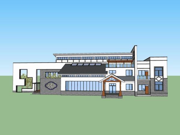 Sketchup别墅模型|独栋别墅,现代中式风格 Sketchup别墅模型|独栋别墅,现代中式风格