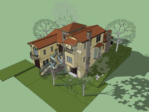 Sketchup别墅模型|独栋别墅,古典风格 Sketchup别墅模型|独栋别墅,古典风格