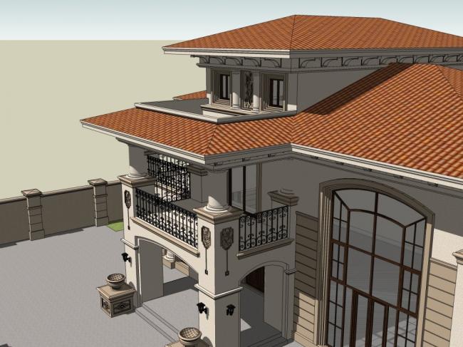 Sketchup别墅模型|独栋别墅,古典风格 Sketchup别墅模型|独栋别墅,古典风格
