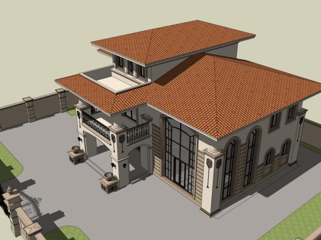 Sketchup别墅模型|独栋别墅,古典风格 Sketchup别墅模型|独栋别墅,古典风格