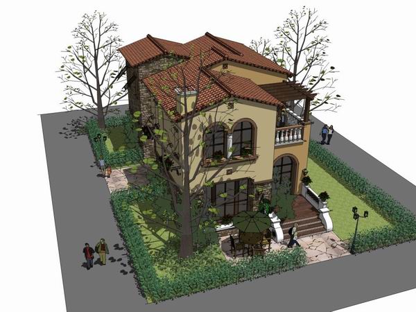 Sketchup别墅模型|独栋别墅,古典风格 Sketchup别墅模型|独栋别墅,古典风格