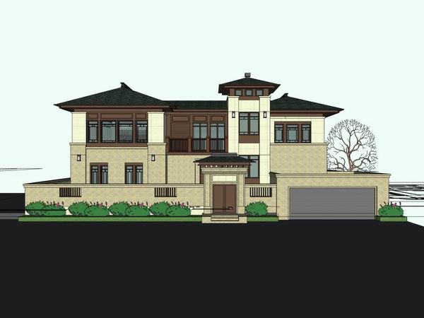 Sketchup别墅模型|独栋别墅,古典风格 Sketchup别墅模型|独栋别墅,古典风格