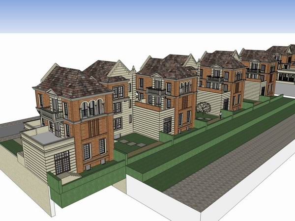 Sketchup别墅模型|英式别墅住宅,古典风格 Sketchup别墅模型|英式别墅住宅,古典风格