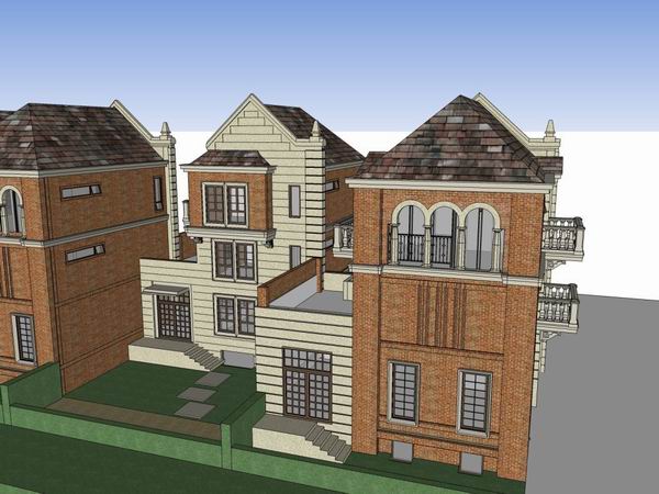 Sketchup别墅模型|英式别墅住宅,古典风格 Sketchup别墅模型|英式别墅住宅,古典风格