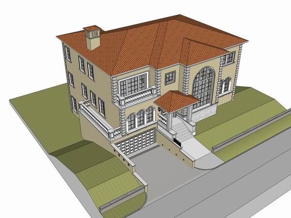 Sketchup别墅模型|独栋别墅,古典风格 Sketchup别墅模型|独栋别墅,古典风格