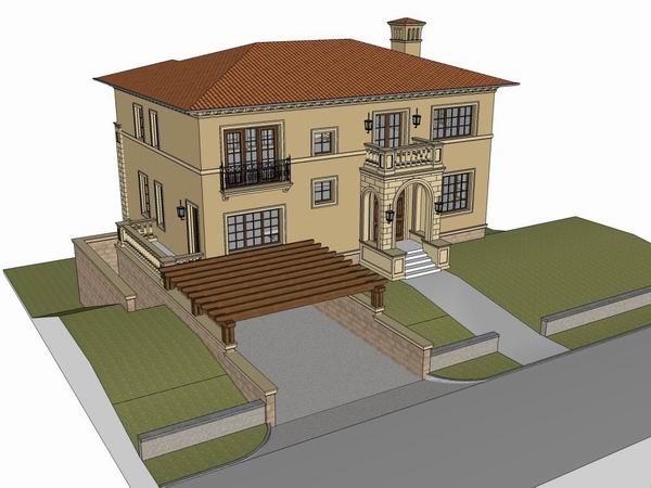 Sketchup别墅模型|独栋别墅,古典风格 Sketchup别墅模型|独栋别墅,古典风格