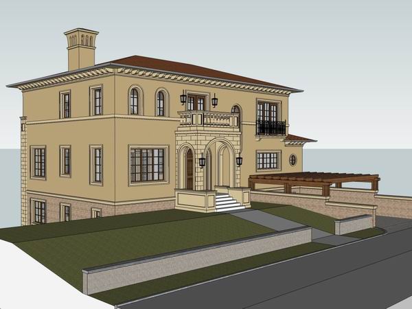Sketchup别墅模型|独栋别墅,古典风格 Sketchup别墅模型|独栋别墅,古典风格