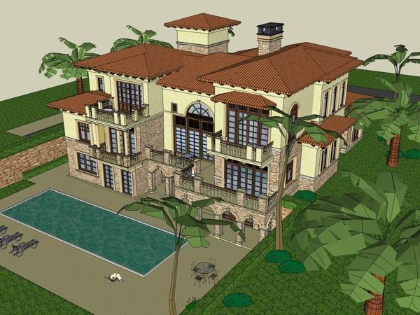 Sketchup别墅模型|独栋别墅,古典风格 Sketchup别墅模型|独栋别墅,古典风格