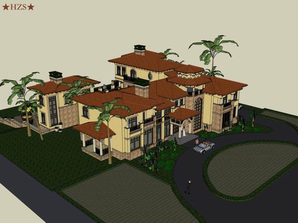 Sketchup别墅模型|独栋别墅,古典风格 Sketchup别墅模型|独栋别墅,古典风格