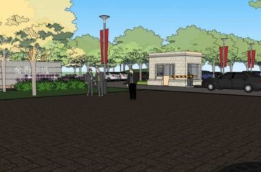 Sketchup景观模型|入口景观,城市小品,单层,保安室,停车场,路灯,现代风格-BIM建筑网