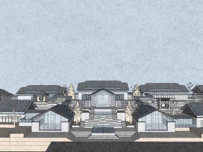 Sketchup商业模型|商业街,中式风格 Sketchup商业模型|商业街,中式风格