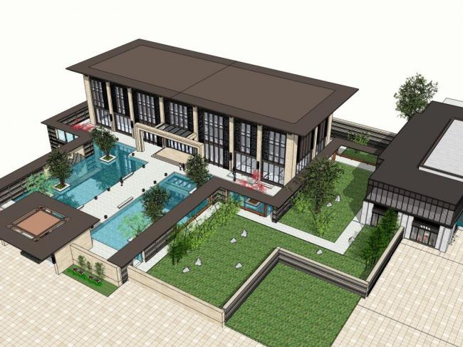 Sketchup商业模型|商业会所,新中式风格 Sketchup商业模型|商业会所,新中式风格
