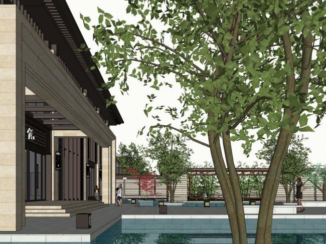 Sketchup商业模型|商业会所,新中式风格 Sketchup商业模型|商业会所,新中式风格