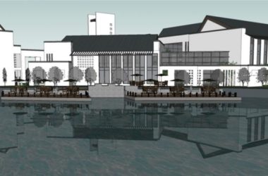 Sketchup商业模型|售楼处,多层会所,徽派建筑,新中式风格,商业建筑,滨水景观-BIM建筑网
