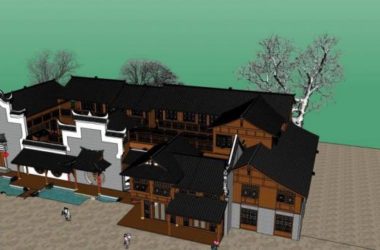 Sketchup商业模型|多层会所,商业建筑,中式风格-BIM建筑网