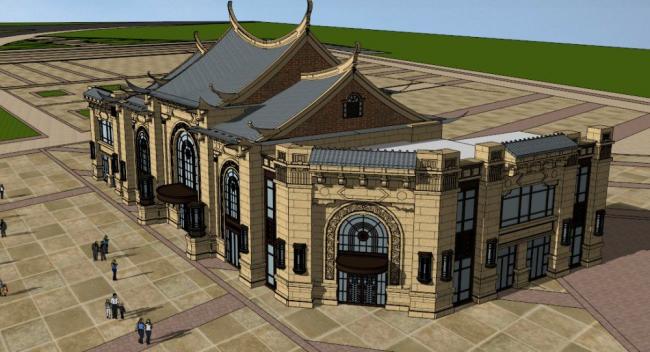 Sketchup商业模型|多层商业建筑,古典风格 Sketchup商业模型|多层商业建筑,古典风格