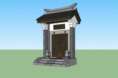 Sketchup素材模型|大门,中式风格,建筑构件-BIM建筑网